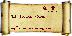 Mihalovics Mózes névjegykártya